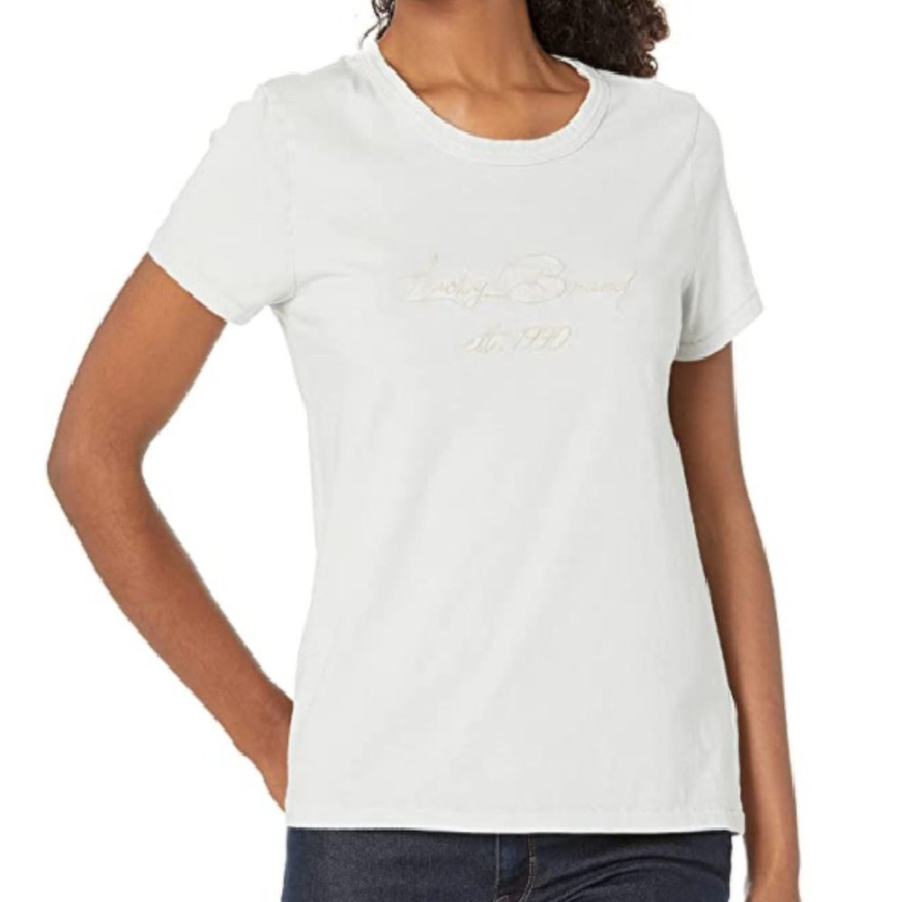 NEW Lucky Brand Women's Short Sleeve Crew Neck Lucky 1990 Classic Tee